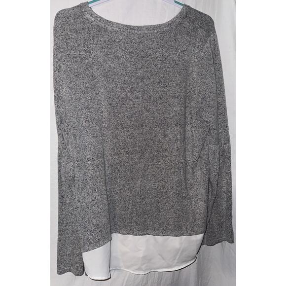 Simply Vera Vera Wang XL Gray Sweater Blouse Layered Hem Long Sleeve Top - Picture 2 of 5
